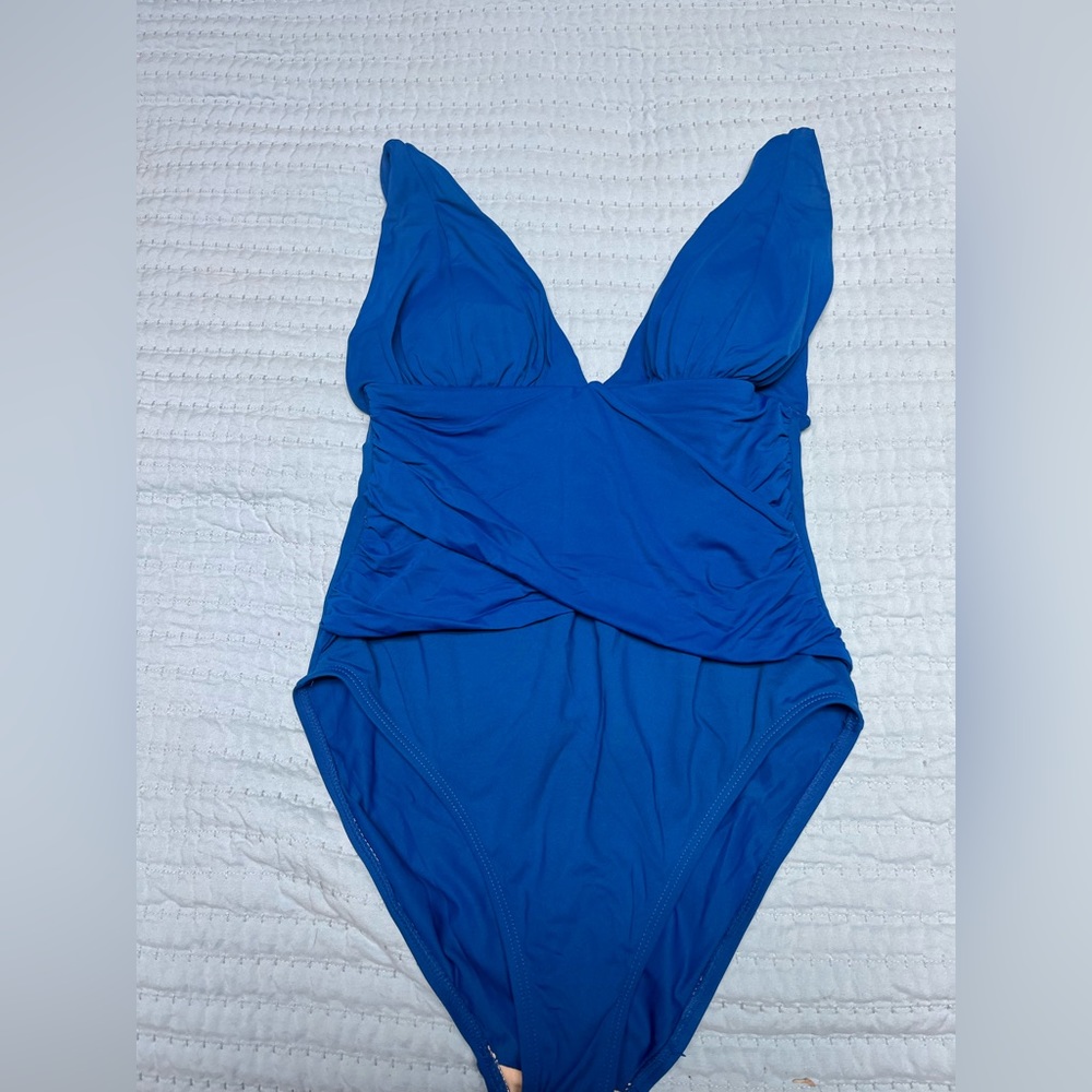La Blanca Swimsuit!! Beautiful lapis blue color, size 10